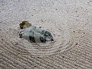 Detail of traditional Japanese rock and sand garden