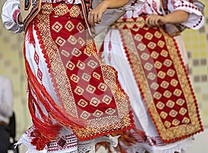 Detail of traditional Romanian folk costumes for women