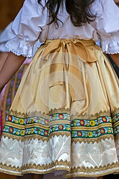 Detail of traditional Slovak folk costume worn by women