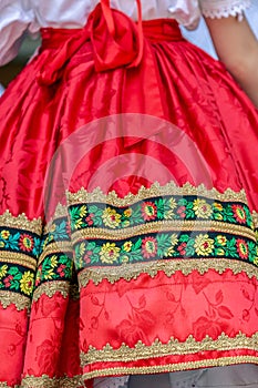 Detail of traditional Slovak folk costume worn by women