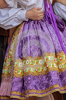 Detail of traditional Slovak folk costume worn by women