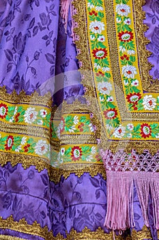 Detail of traditional Slovak folk costume worn by women