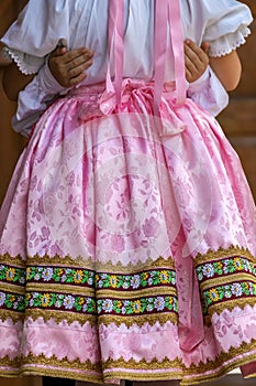 Detail of traditional Slovak folk costume worn by women