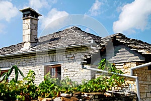 Detail from traditional stone-made house of Vitsa village in Zagoria area