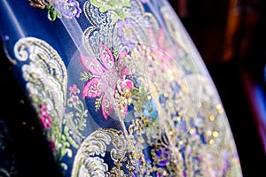 Detail of the traditional Valencian dresses of fallera woman photo