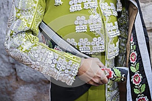 Detail of the `traje de luces` or bullfighter dress