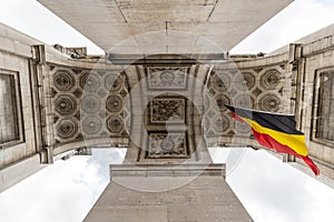 Detail of the triumphal arch in Brussels in the Jubelpark in Belgium from under the arch