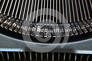 Detail on typefaces of an old typewriter