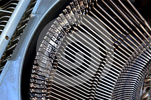 Detail on typefaces of an old typewriter