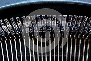 Detail on typefaces of an old typewriter