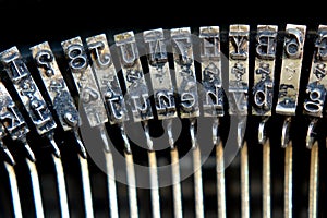 Detail on typefaces of an old typewriter