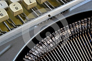 Detail on typefaces of an old typewriter