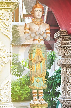 Detail in typical Buddhist temple in Thailand