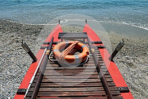 Detail of a typical Italian baywatch boat