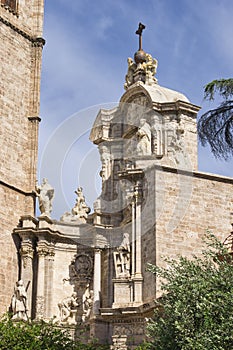 Detail of the upper part of the door of Los Hierros of the cathedral of Valencia photo