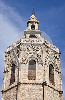 Detail of the upper part of the Miguelete or Micalet of the cathedral of Valencia