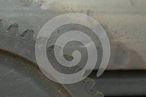 Detail of a used gearwheel, closeup shot