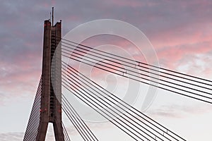 Detail of VanÃÂ¡u Bridge on the river Daugava, in Riga, Latvia photo
