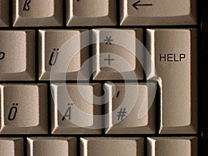 Close-up of a computer keyboard with the Help key
