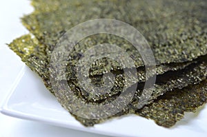 Detail view of dried nori seaweed