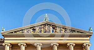 Detail view of the facade of the Philadelphia Museum of Art in Fairmount Park - Philadelphia