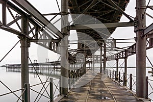 Detail view of the historic Rio Tinto pier in Huelva photo