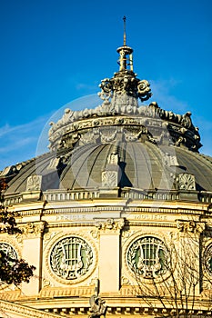 Detail view over the Romanian Athenaeum or Ateneul Roman, in the center of Bucharest capital of Romania