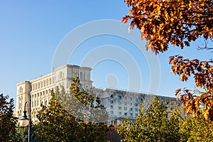 Detail view of The Palace of Parliament in Bucharest, Romania, 2021
