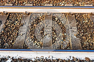 Detail view of railway tracks, parallel railways