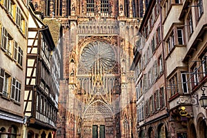 Detail view of the Strasbourg cathedral, Alsace, France