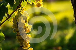 Detail view of vineyard with ripe grapes.