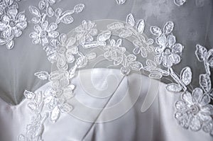 Detail view of a wedding dress