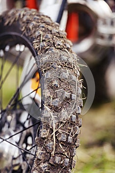 Detail view wheel of motocross bikes