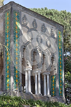 Detail of Villa Cimbrone with eastern remarks at Ravello on the photo