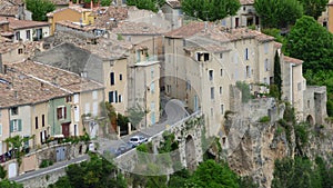 Detail of the the village of Moustiers-Sainte-Marie, France, Europe