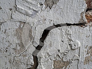 Detail of a vintage door with flaking white paint