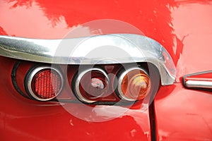 Detail of a vintage French car, backlights photo