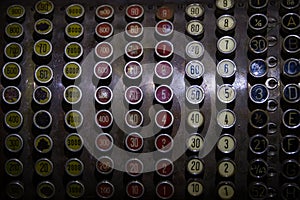 Detail of vintage mechanical cash register