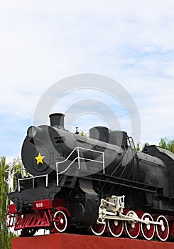 Detail of vintage steam engine locomotive