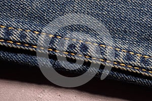 Detail of a vintage textured blue jeans background