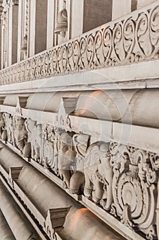 Detail of a wall of Birla Mandir temple in Kolkata, Ind