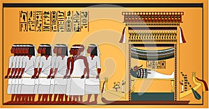 Paint of the wall of the interior of the tomb of Tutankhamun photo