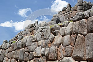 Detail of the walls. Saqsaywaman inca site. Cusco. Peru photo