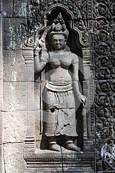 Detail of Wat Phu temple in Champasak