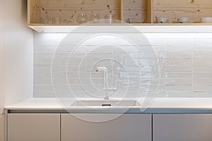 Water tap in modern kitchen