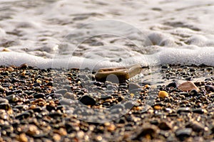 Detail of waterfront at the beach of bray, ireland