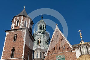 Detail of Wawel Castle in Krakow, Poland, on a beautiful sunny day