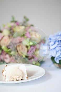 Detail of a wedding cake on a marriage celebration party