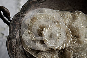 A Detail Of Wedding Lace and Dress Decoration