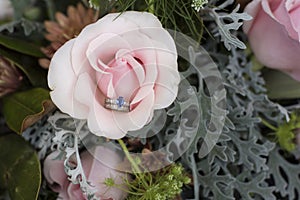 Ring Details in a wedding flower. photo